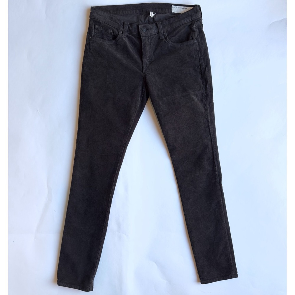 Rag & Bone Lightweight Corduroy Stretch Skinny Jean-Charcoal Gray Color-Size 28